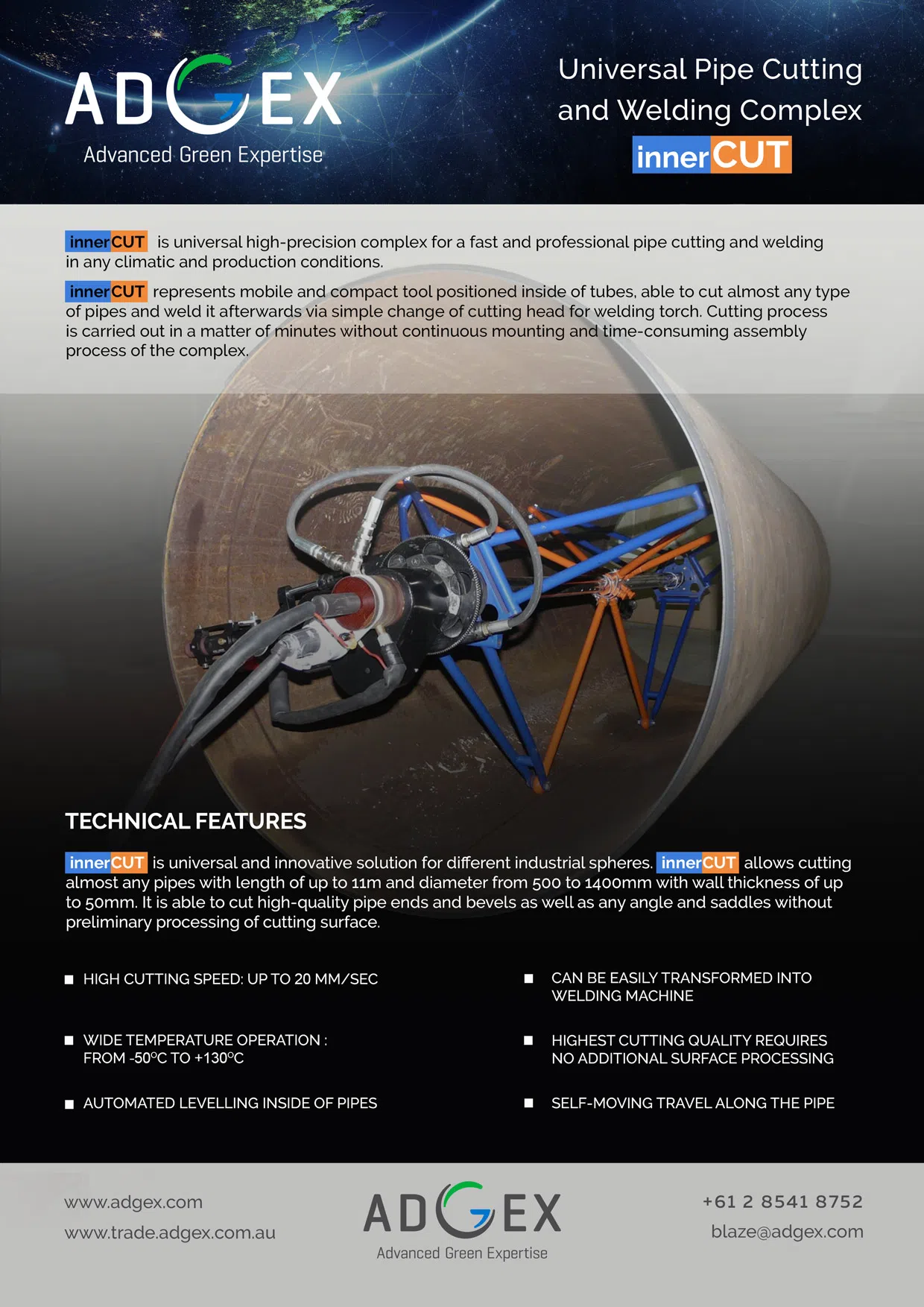 innerCUT – Unidad universal de corte y soldadura de tuberías